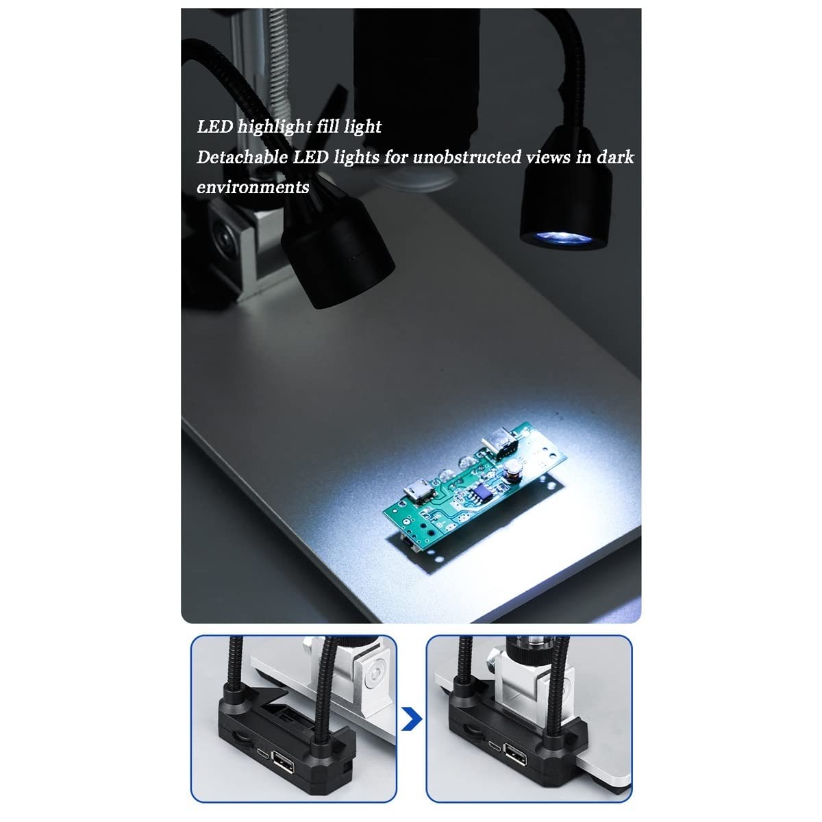 Mikroskop cyfrowy LCD 9 cali, mikroskop cyfrowy 1600X HD, mikroskop przemysłowy, mikroskop wideo 1080P z metalowym stojakiem i 8 regulowanymi diodami LED, 12 milionów pikseli, kompatybilny z wieloma
