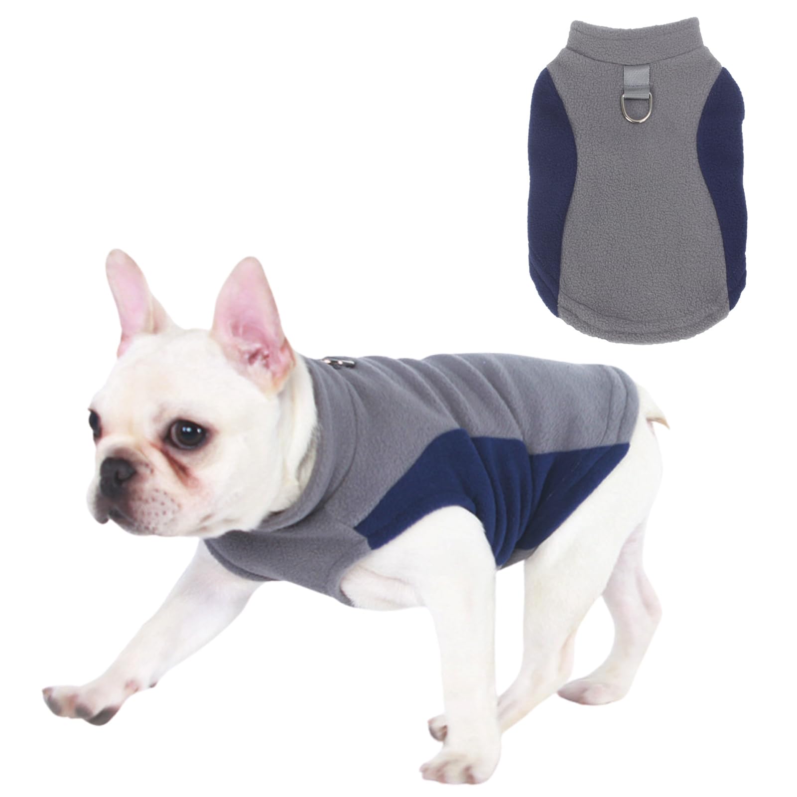 BT Bear Warm Coats Jackets for Dogs,Pet Colorblock Fleece Vest Clothes With D-Ring Dog Winter Coat for Puppy Small Dogs,Grey L