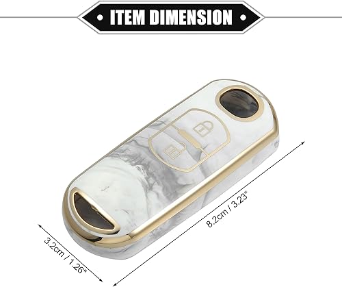 Miniatura 6 de Funda para llavero compatible con Mazda CX-3 CX-4, patrón de porcelana de 2 botones, a la moda, suave, TPU gris, control remoto, sin llave, funda de