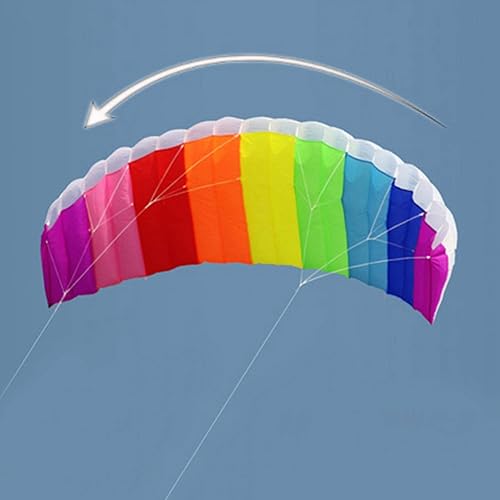 Miniatura 3 de 4.6 ft6.6 ft8.9 ft Color Doble Línea Stunt Power Sports Kite Outdoor Seaside Beach Toy con mango con doble línea de 98.4 ft, adecuado para volar en
