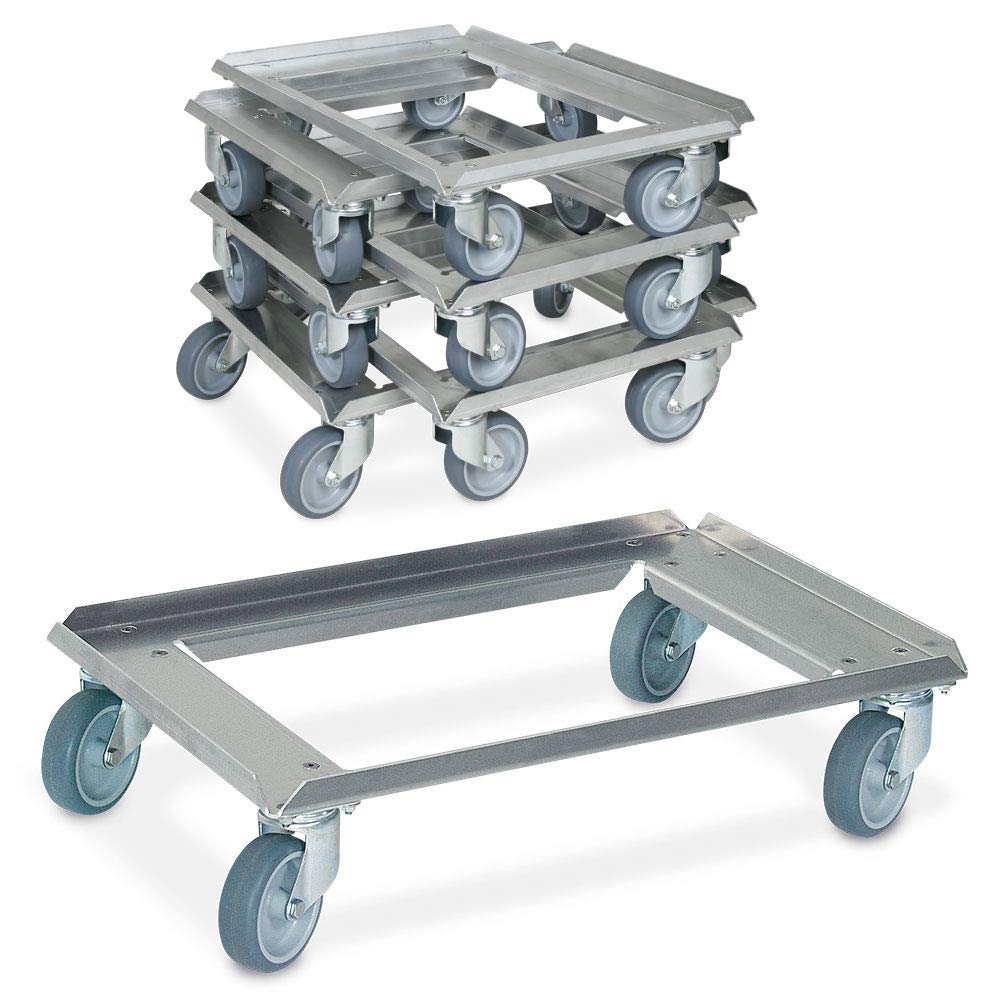 BRB 7X Logistikroller/Kistenroller für Behälter 600x400 aus Aluminium, Tragkraft 250 kg
