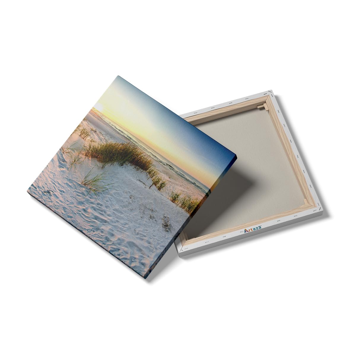 Artaza Leinwand Bilder Strand - 50x50 cm - Wanddeko Meer - Wandbilder Sonnenuntergang - Deko Dünen