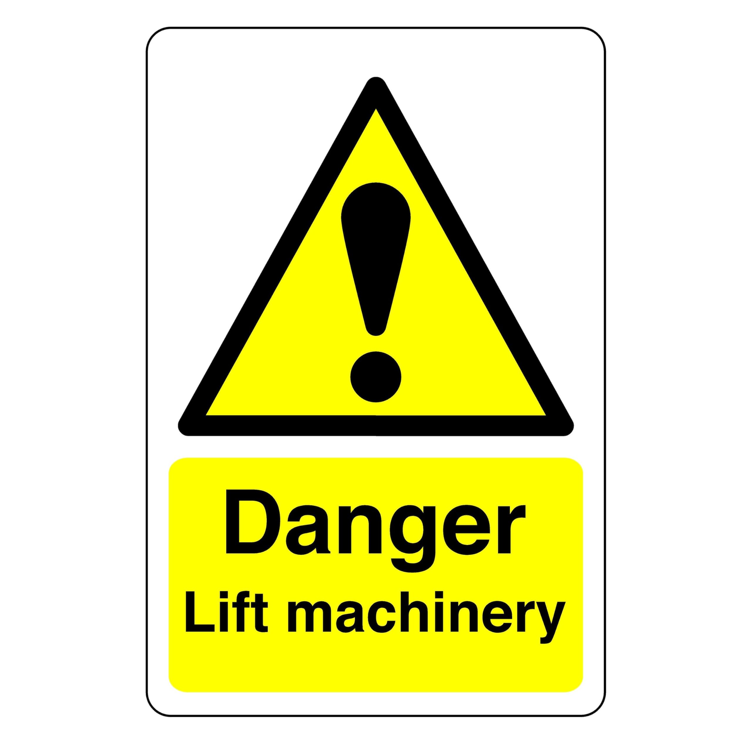Safety First Display Ltd Yellow/Black Danger Lift Machinery - High Tack Self-Adhesive Sticker (150Mm X 100Mm) Viewing Distance Within 3M.