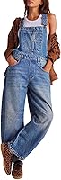 utcoco Women's Loose Fit Barrel Leg Denim Overalls Adjustable Straps Hip Hop Y2K Jean Jumpsuit