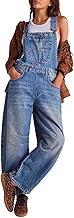 utcoco Womens Denim Overalls Loose Fit Barrel Leg Adjustable Strap Hip Hop Jean Jumpsuits