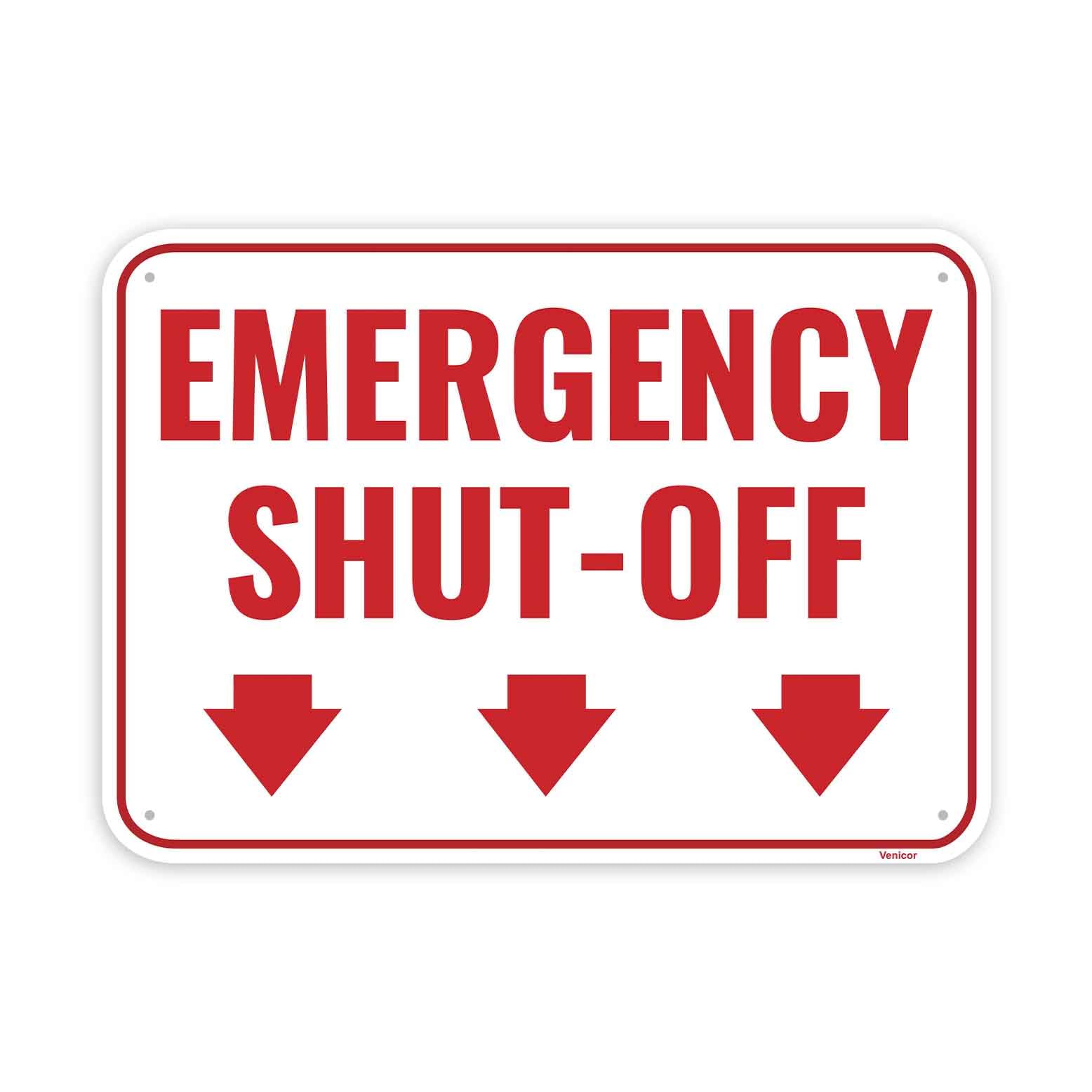 Emergency Shut Off Aluminum Sign, Equipment Disconnect Reminder, 12x8 Inch