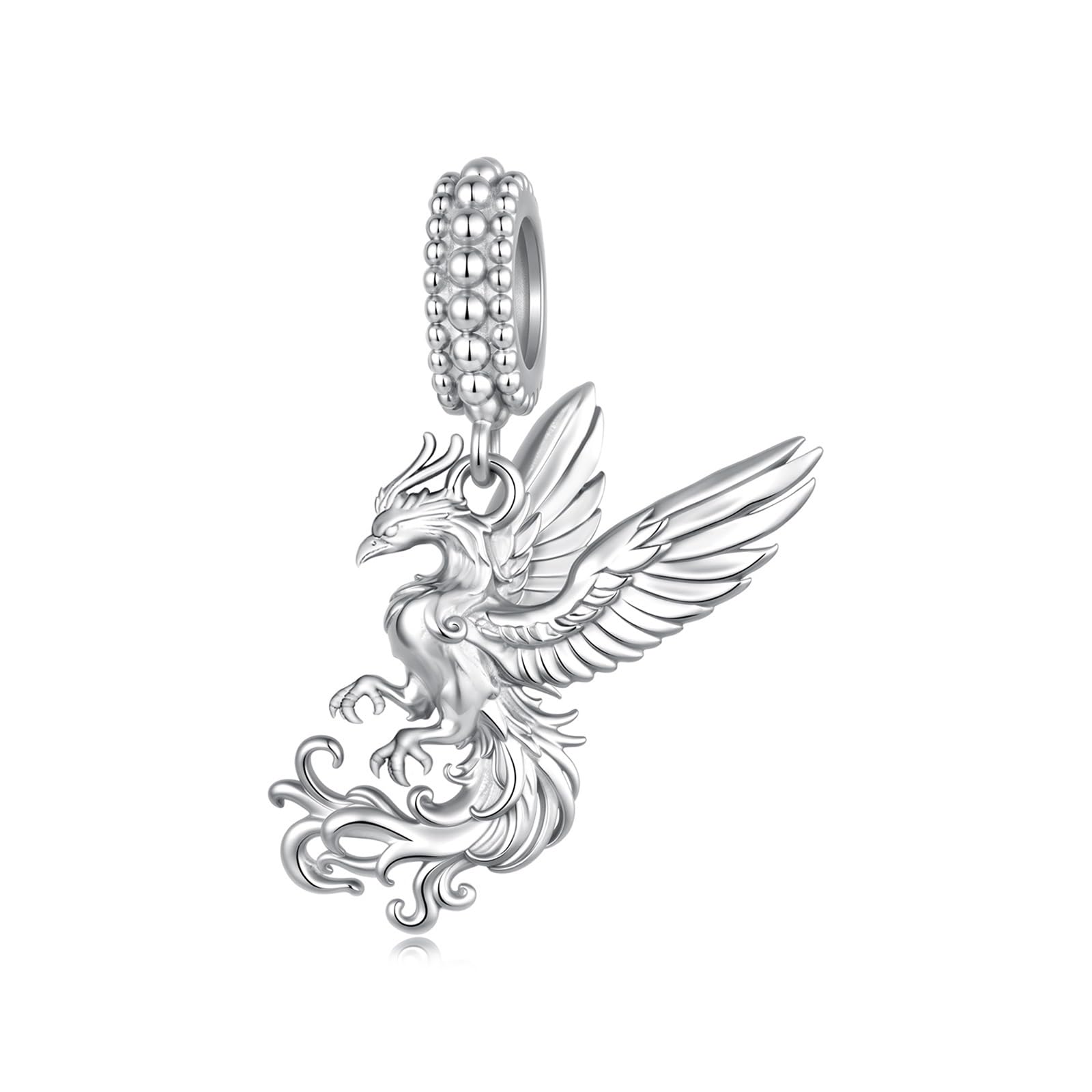 Abalorio de fénix de plata calada para pulsera Pandora 8