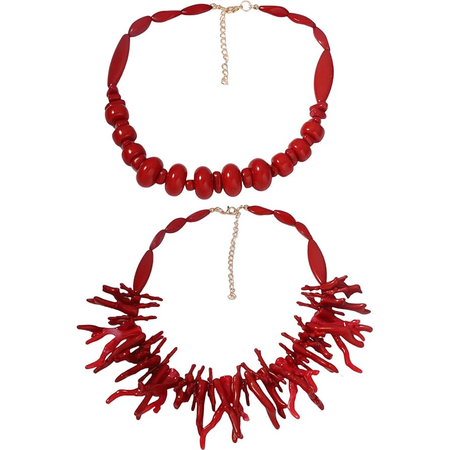 Amazon.com: SZYDD Red Coral Irregular Necklace Fashion