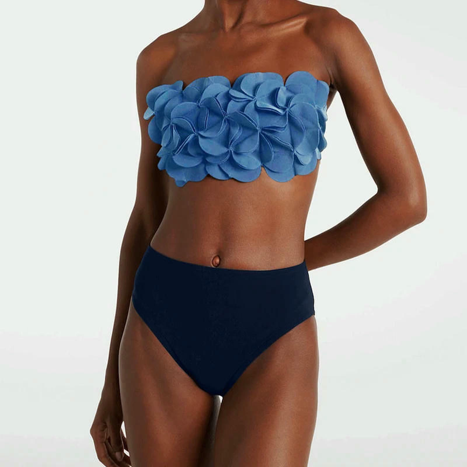 Bikini Deux Morceaux Fleur Sexy Maillot De Bain Femmes Bandeau Biquini Féminin Pousser Ptachwork Bodysuit Vêtements Plage-Set Bain-s