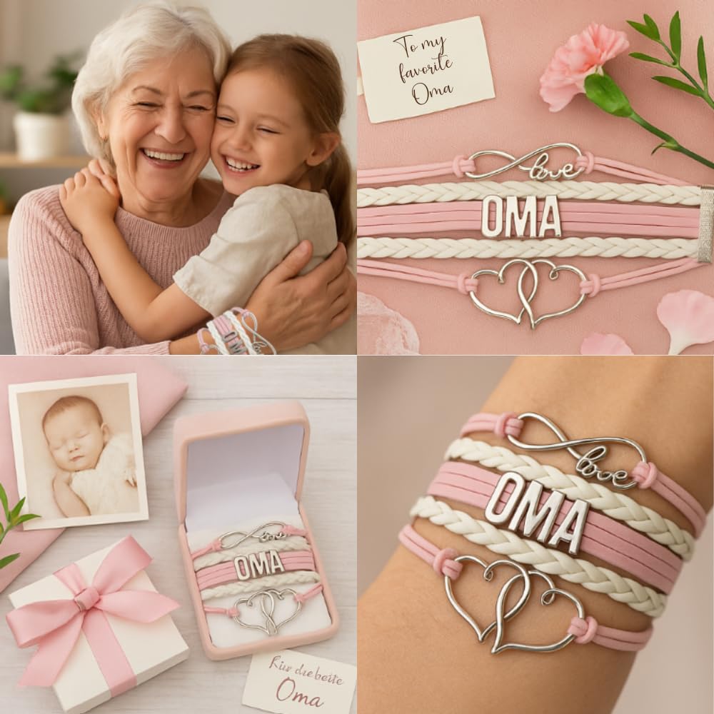 Oma Gift, Oma Pink Infinity Charm Bracelet for Women, Oma Jewelry, Gift for Grandma, Grandma Jewelry, Gender Reveal