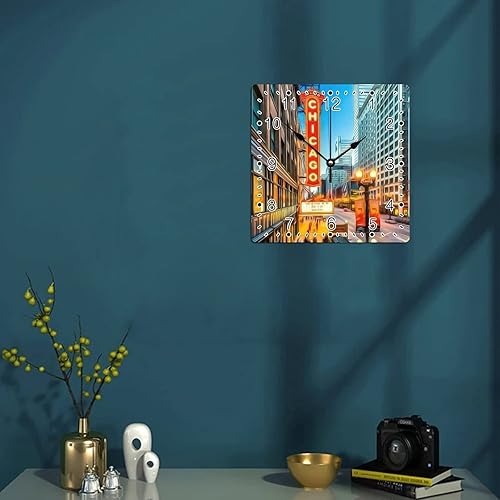 Miniatura 4 de Reloj de pared decorativo de madera cuadrado de 10 x 10 pulgadas, reloj de madera con números arábigos, silencioso, sin tictac, funciona con pilas,