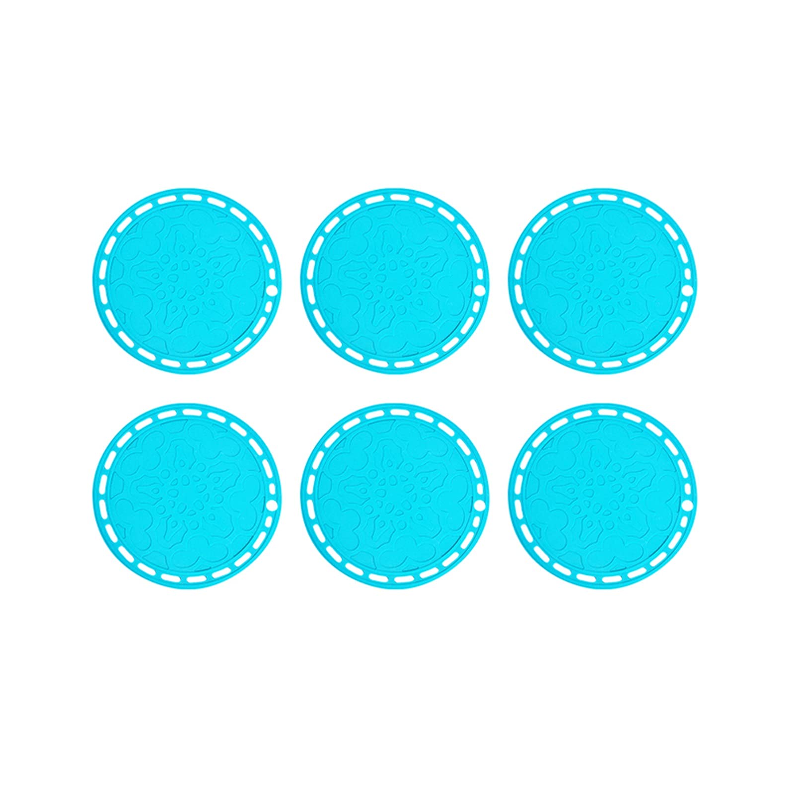 Untersetzer Silikongetränk Untersetzer Set von 6 runden Coaster Hitze Isolierung Tasse Kaffee Untersetzer Matten for Getränke verhindern Möbel und Tischplatten Getränkeuntersetzer (Color : Blauw)