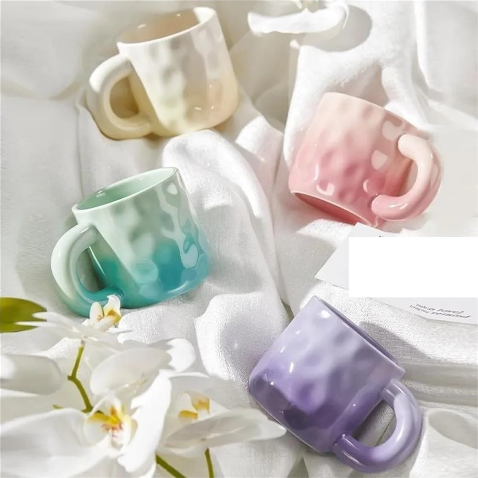 1 Set Coppia Tazze Tazza in ceramica domestica d'acqua Ragazza Ufficio da caffè tè per San Valentino, Nozze, Natale(Green Purple)