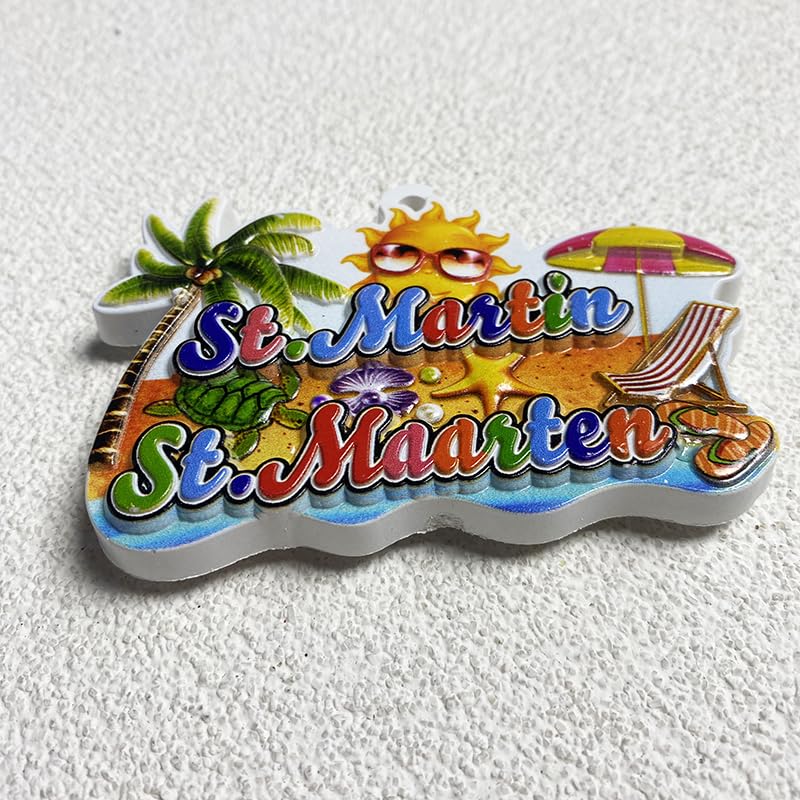 Imán decorativo escena playa St. Martin St. Maarten miniatura 3