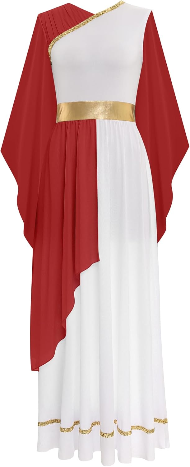 JEYPINMI Women's Greek Costume Roman Queen Princess Ancient Toga Gown Fancy Dress Up