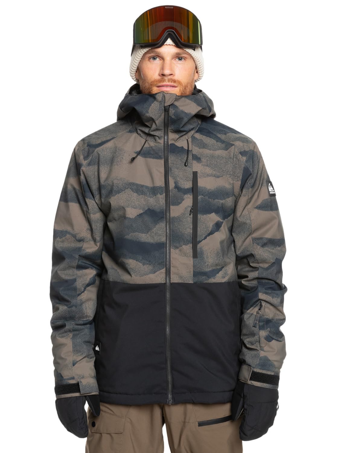 Quiksilver Snow Jacket Mission Printed Block JK Men Brown XXL