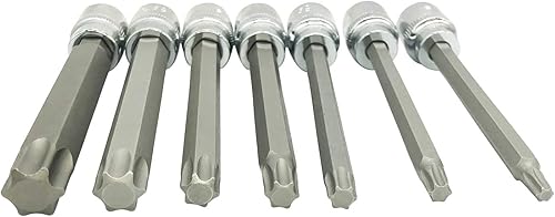 Vista 3 de Juego de llaves de vaso extra largas Torx Star Bit 7 piezas T25-T60 CR-V "3/8" Drive 4.331 in (Torx)