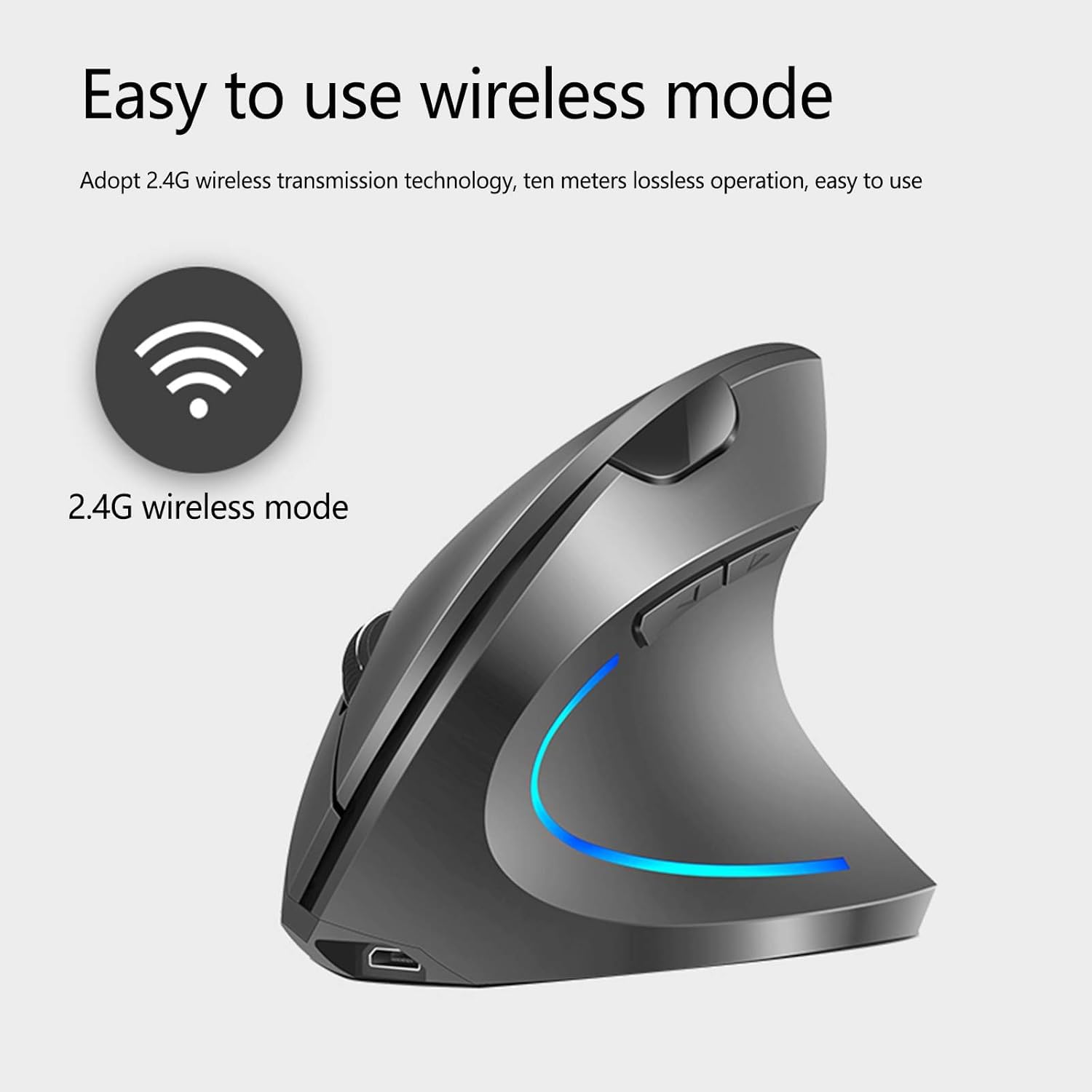 Mouse Ergonomico Portatile Verticale per La Casa USB 4 File Dpi per Laptop Desktop, White