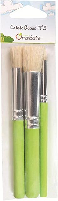 Avenue Mandarine - Ref 42462MD - Wide Stencil Brushes (Set of 3) - 3 Brushes With Different Widths, Ideal for Use With Avenue Mandarine Stencil Sets, Suitable for Ages 3+