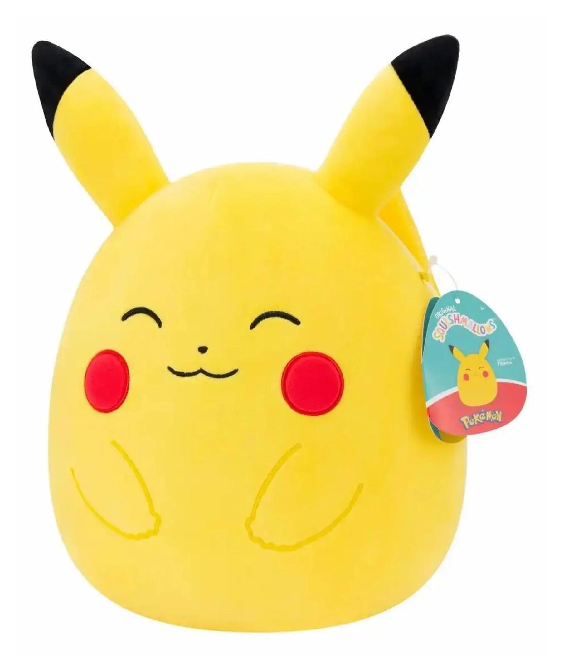 Squishmallows 25 cm Pokémon Pikachu - Yellow/​Red - Offical Pokemon Stuffed Toy for Children 3+