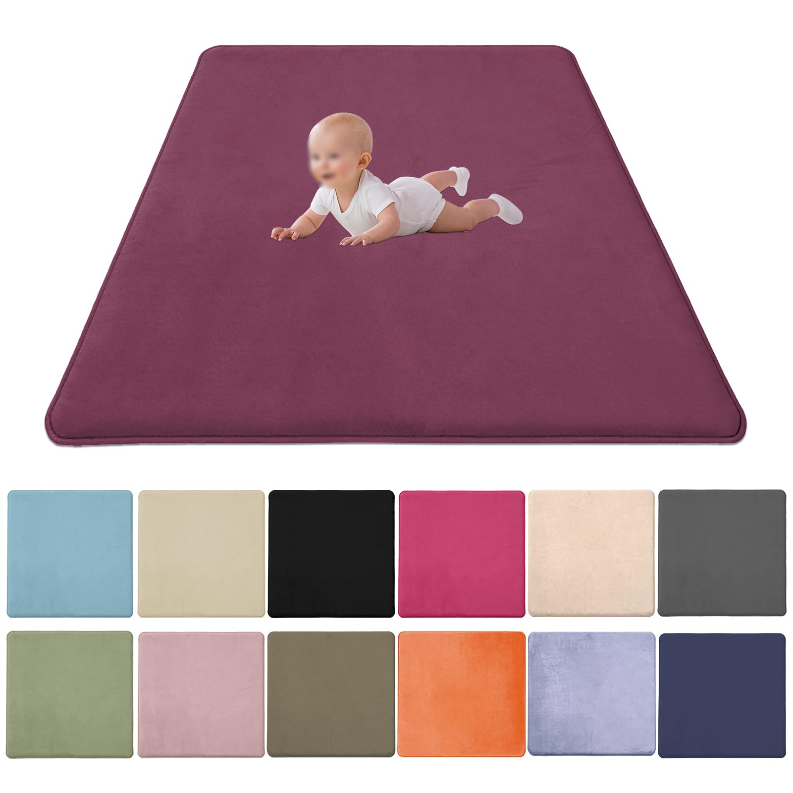 2CM Thick Coral Velvet Baby Play Mat, Baby Crawling Mat Nursery Rug for Crawling & Playing for Bedroom Kids Room, Nursery Babies Mats for Floor Play with Non-slip Backing 40x60cm/15.75x23.62inch — image 1