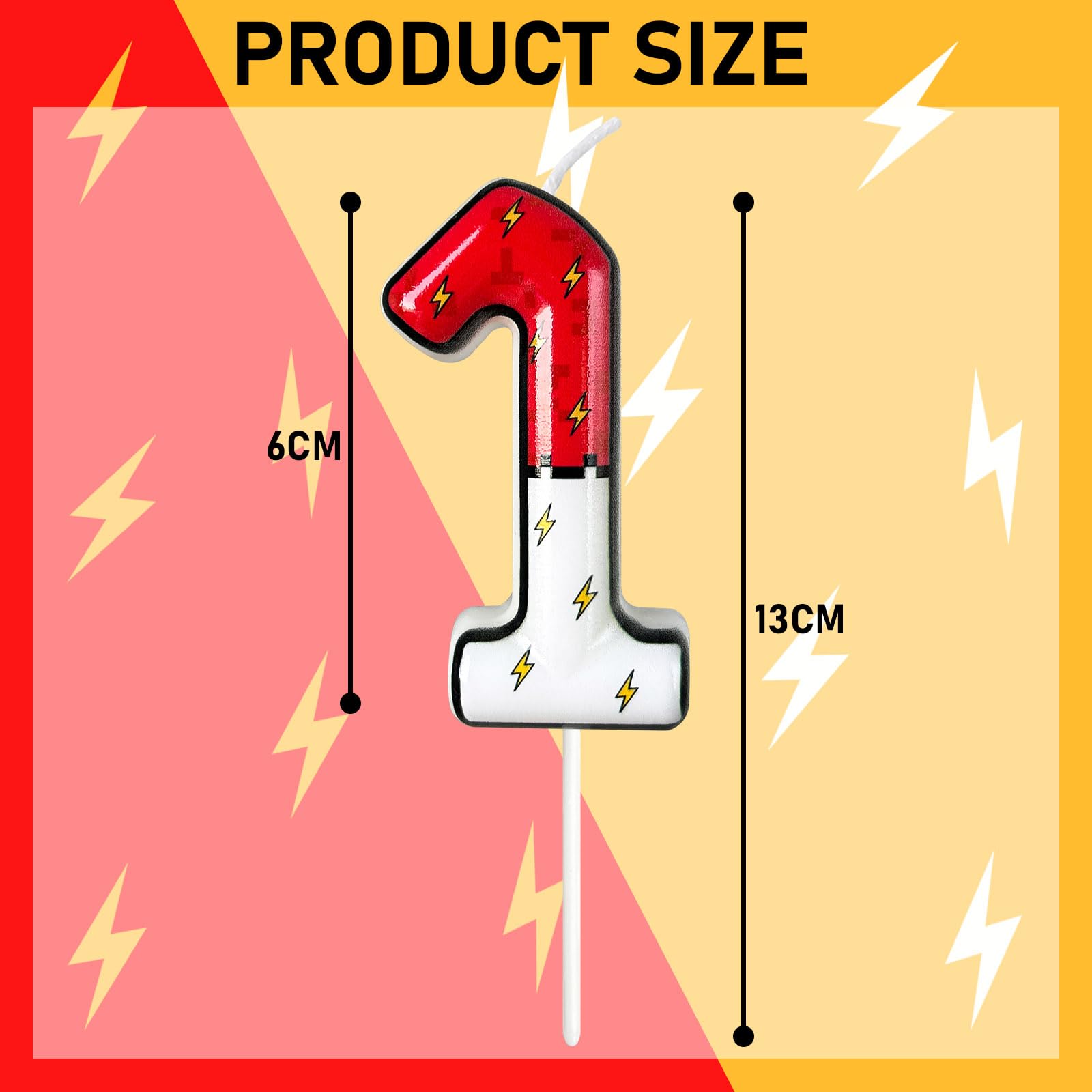 laackys Cartoon White and red Lightning Cake Candle Digital Anime Cartoon Birthday Candle Cake Decoration Animation Birthday Decoration Party Supplies (1)