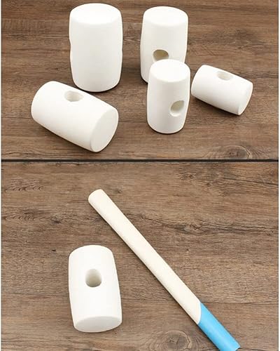 Miniatura 4 de DOITOOL Martillo de instalación de azulejos pequeños para niños, mango de madera, mazo de goma dura, juguete para niños, martillos de carpinteria,
