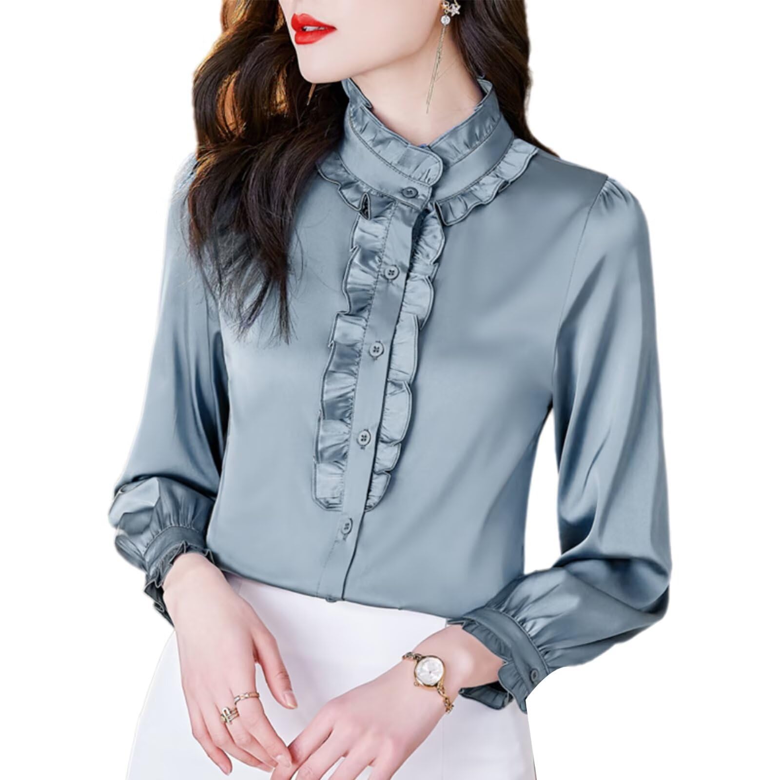 HNVAVQ Camicia Donna 100% Seta Blusa da Lavoro e Cerimonia