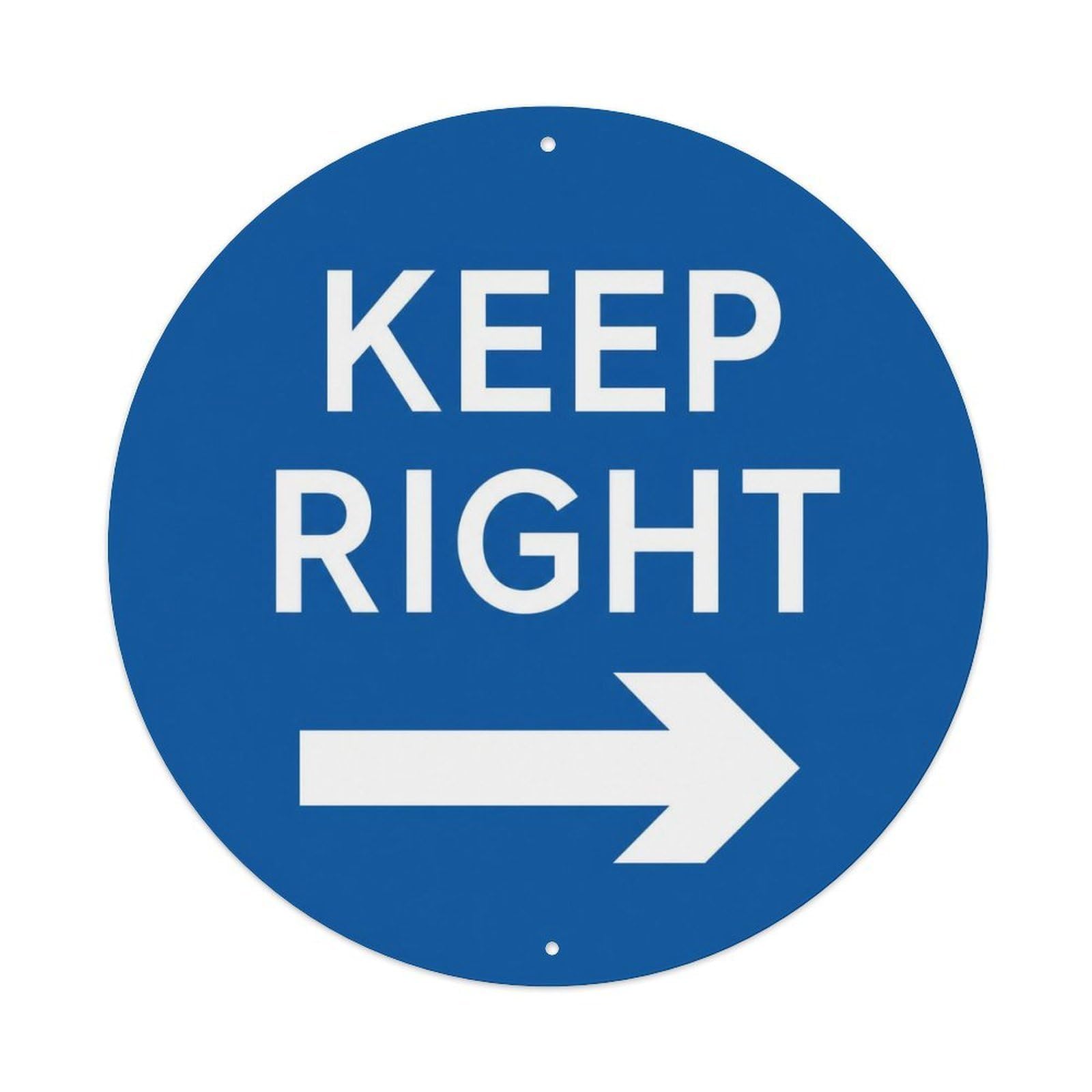 Olyhtr 8X8inch Classic Style Typography Traditional Warning Icon Keep Right British Metal Tin Sign