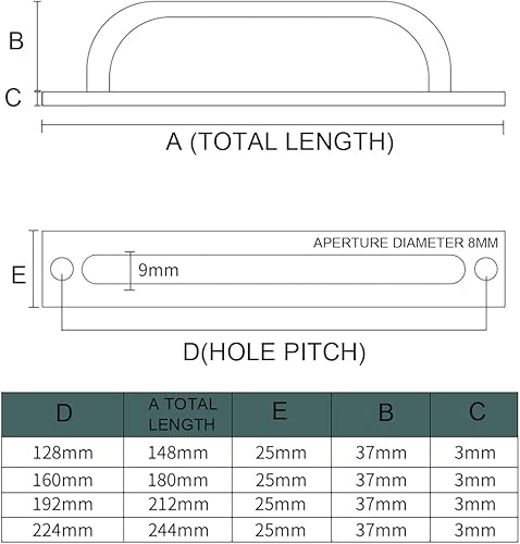 Miniatura 6 de Manijas autoadhesivas instantáneas para cajones de gabinete, 2 manijas de aleación de aluminio para cajones con manija adhesiva para puerta para