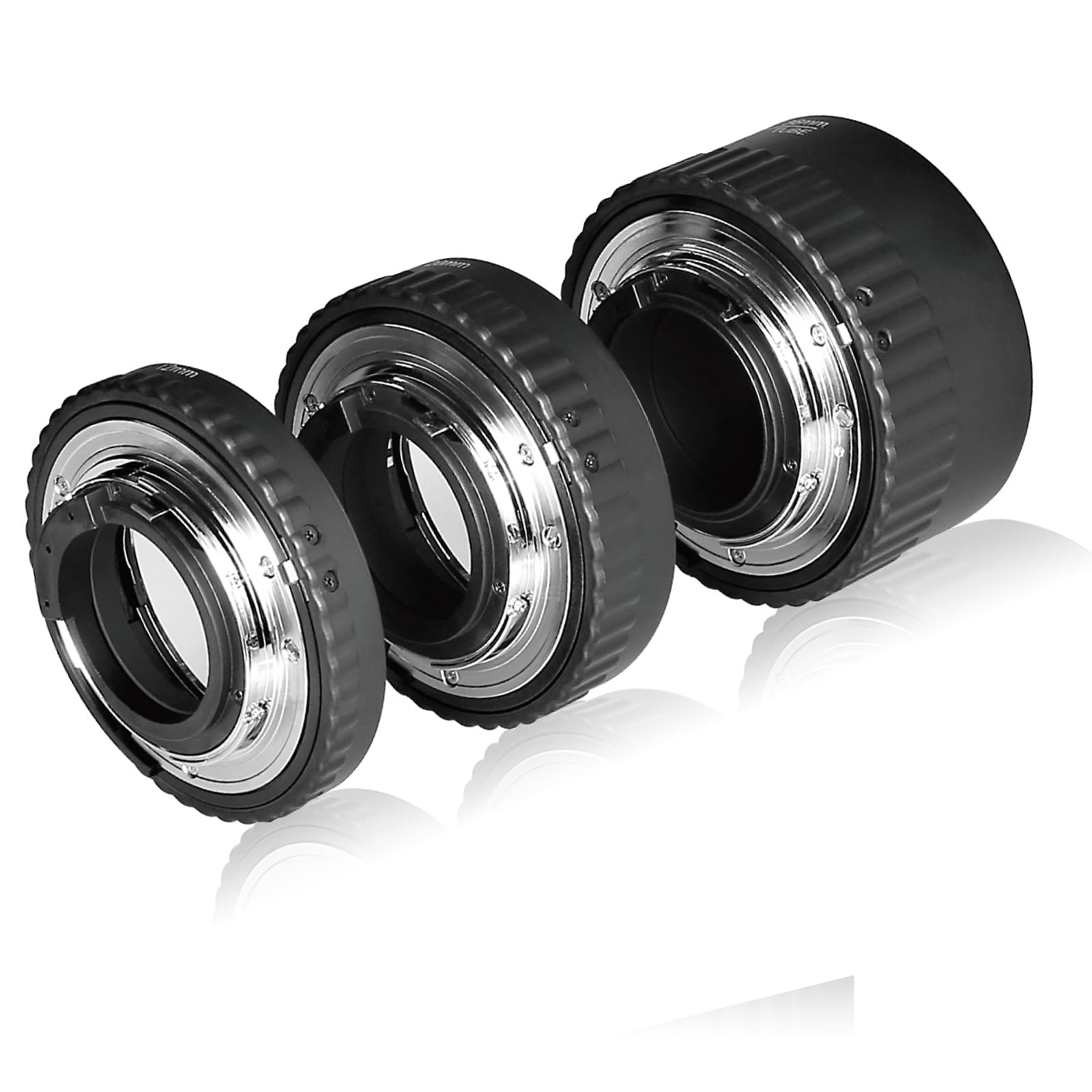 Meike MK-N-AF1-A Kit adaptateur de bague d'espacement macro en métal pour appareils photo reflex numériques Nikon (12 mm + 20 mm + 36 mm)