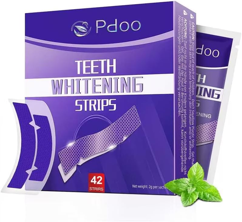 Purple Teeth Whitening Strips 21 Treatments - Enamel-Safe & No-Sensitivity & No-Slip Whitening Strips - Fast Teeth Whitening Result in 7 Days - Whitening Kit for Coffee, Wine Stains Removal