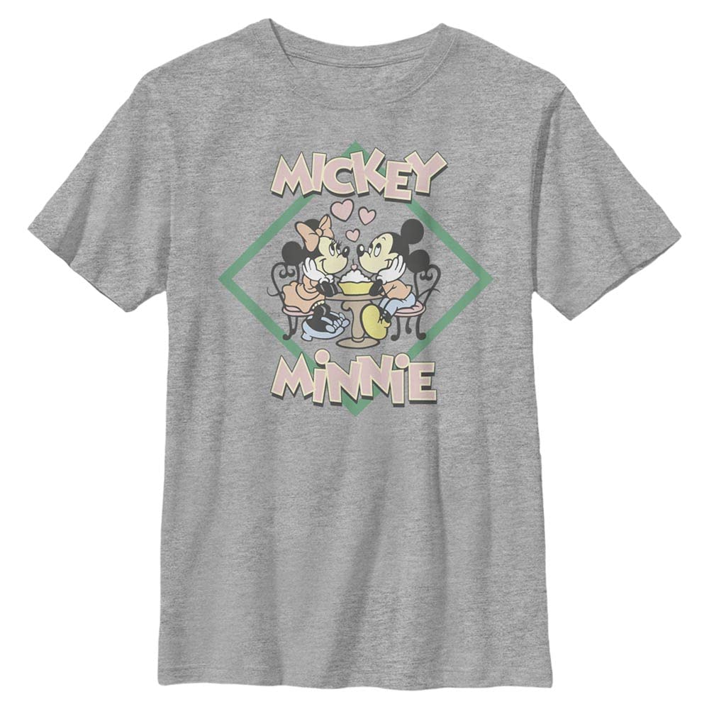Disney Characters Minnie Mickey Boy's Crew Tee, Athletic Heather, Large