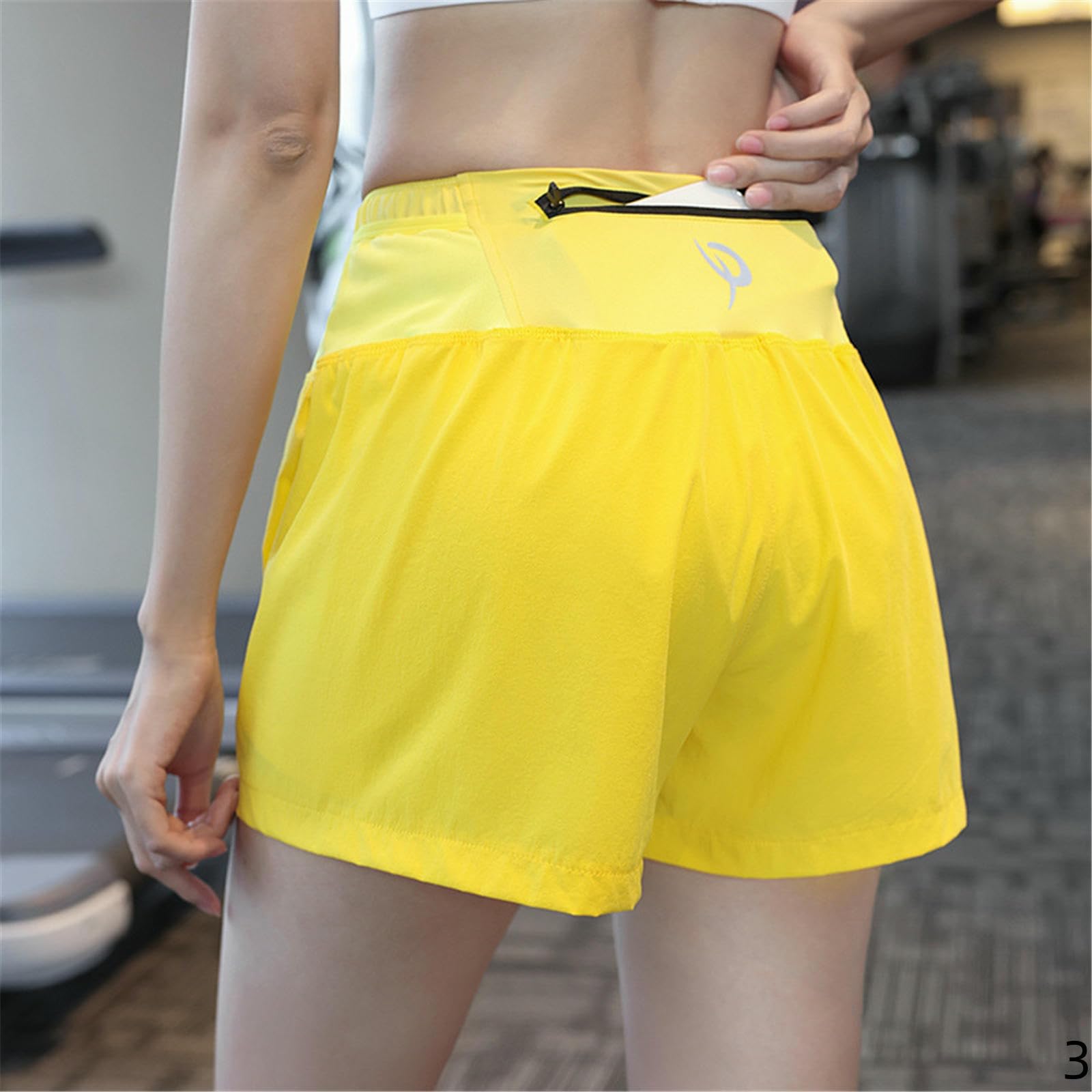 Short Femme Shorts Sportifs pour Les Femmes en Été, À Séchage Rapide Et Un Extensible Respirant Filles Coulant Fitness-Jaune-m
