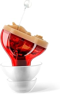 Premium Compact In-Ear Digital Sound Enhancer - Near-Invisible Noise-Reducing Audio Amplification Device for Clear Sound in Any Environment - Right Ear (Red)