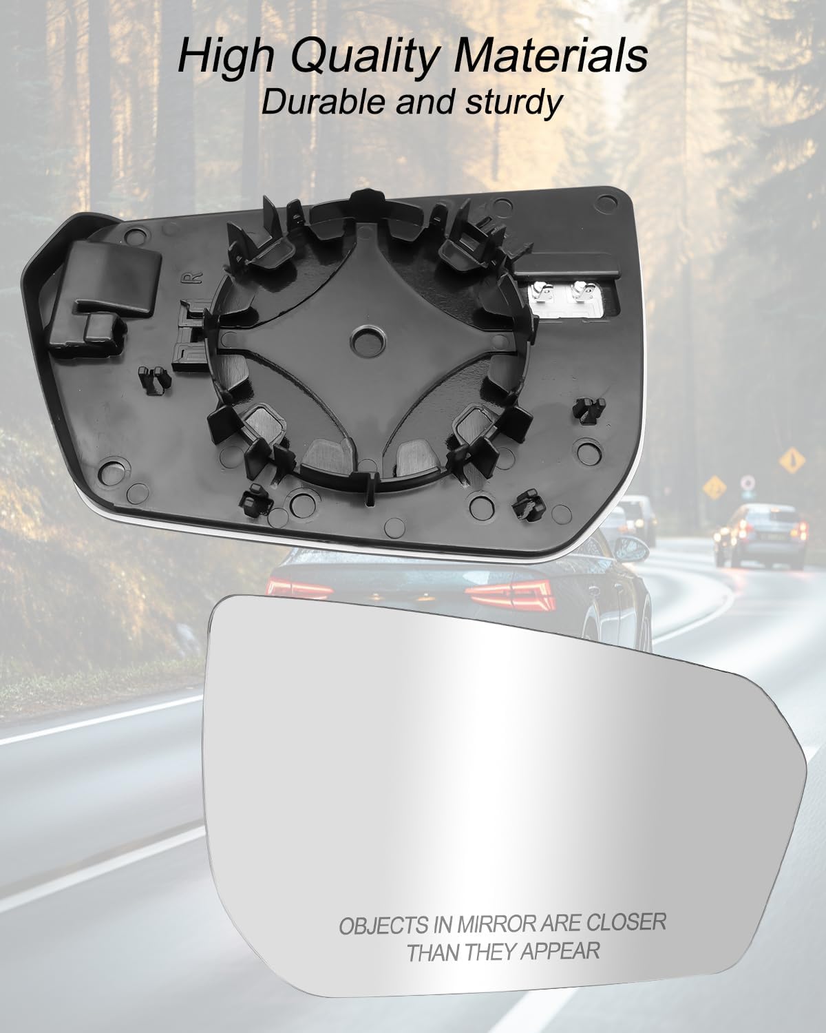 Heated Mirror Glass with Backing Plate Fit for Chevy Equinox GMC Terrain 2018-2024, Passenger Side View Convex Mirror Replace 23406427 GM1325151