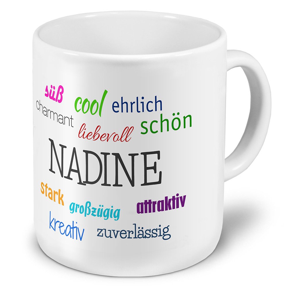 Personalisiert Tasse 'Petra' – Mit Positiven Eigenschaften, 325 Ml, Orange Rand, Spülmaschinenfest