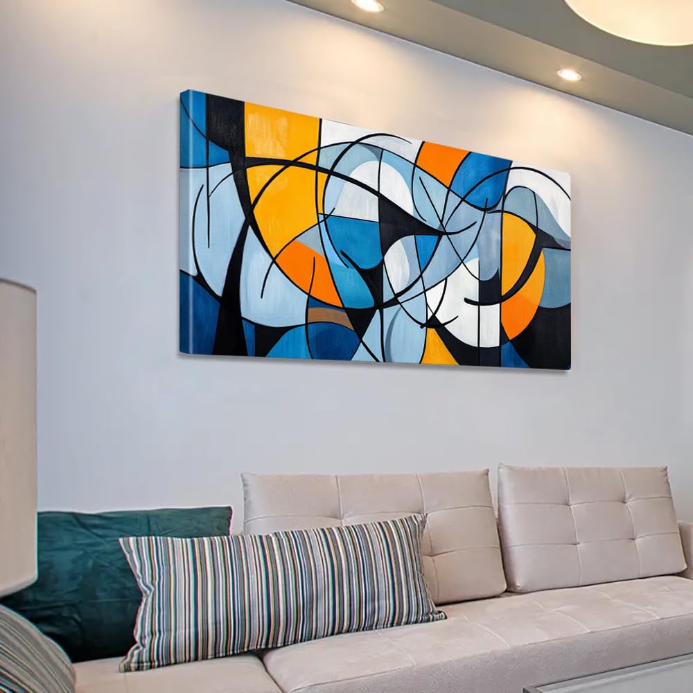 IHHGNB 1pc Abstract Geometric Wall Art Stained Glass Effect Light Shadow Design Vibrant Color Canvas Print Modern Home Decor(40x80cm(16x31in)/No frame)