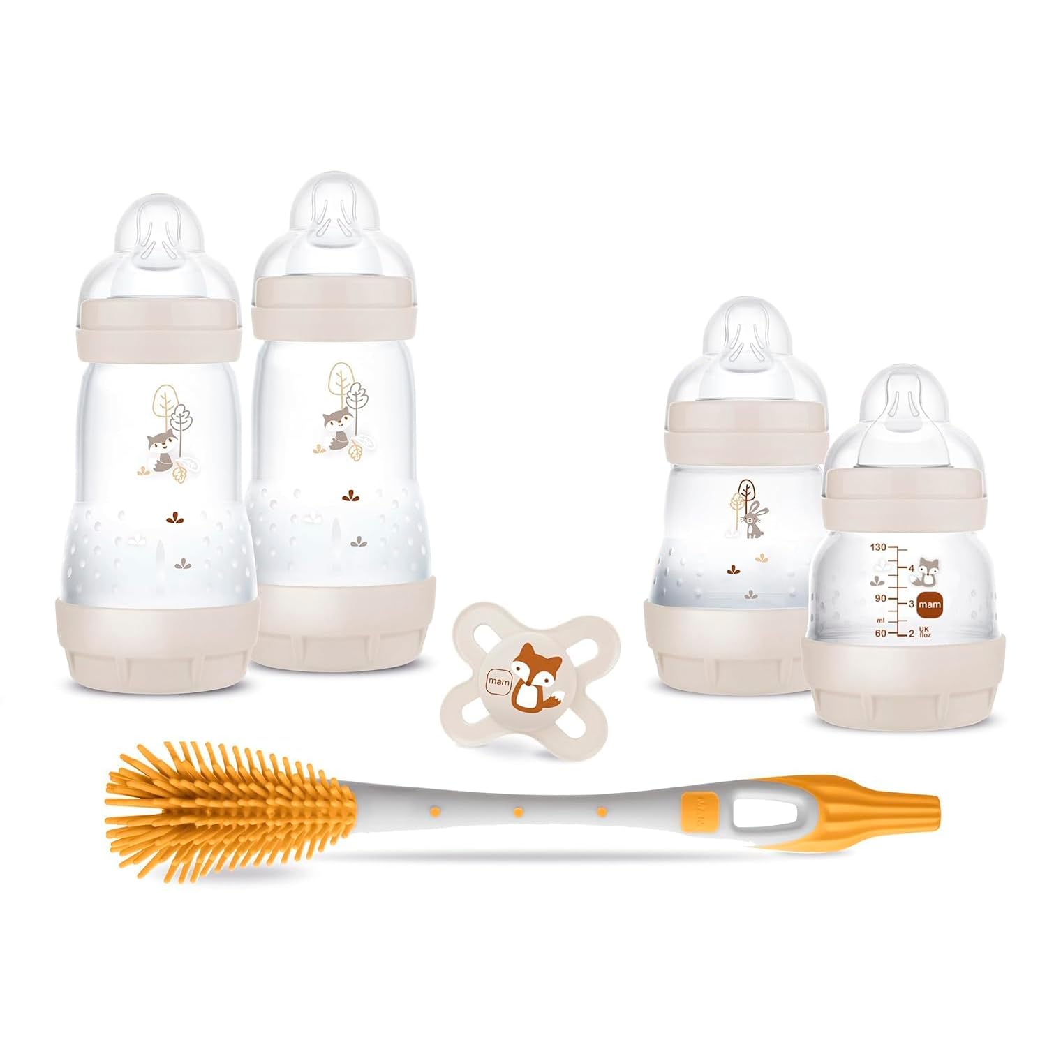 MAM Easy Start - Juego de biberones anticólicos para recién nacidos con tetinas SkinSoft tamaño 0 y 1, mini chupete 0 MAM 2 meses