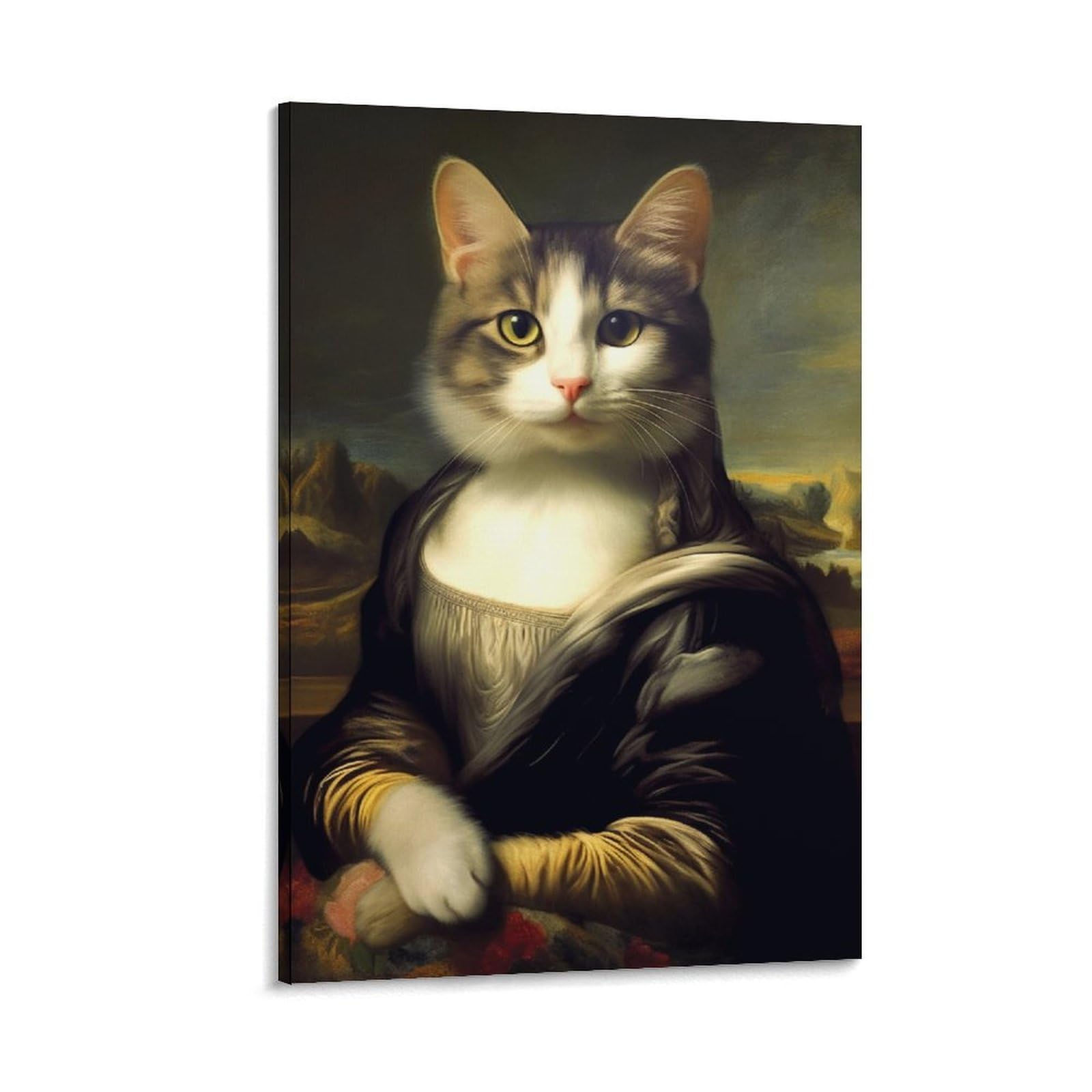 Amazon.co.jp: FireDeer 面白い猫ポスター 有名な絵画 モナリザ