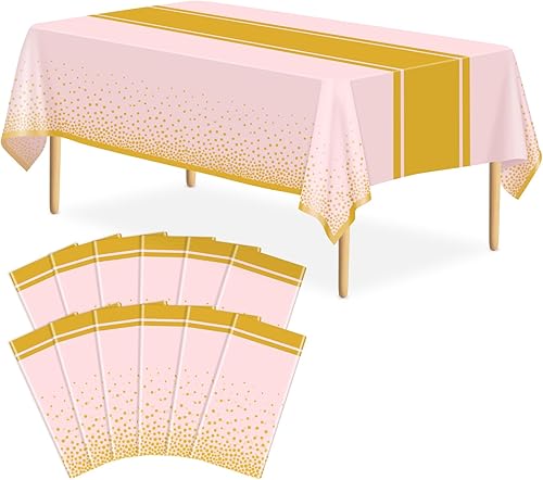 Miniatura 29 de Paquete de 2 Manteles Blancos y Dorados Decoraciones para Fiestas Mantel de Plástico Blanco Impreso Camino de Mesa Dorado 54 x 108 Pulgadas Cubierta