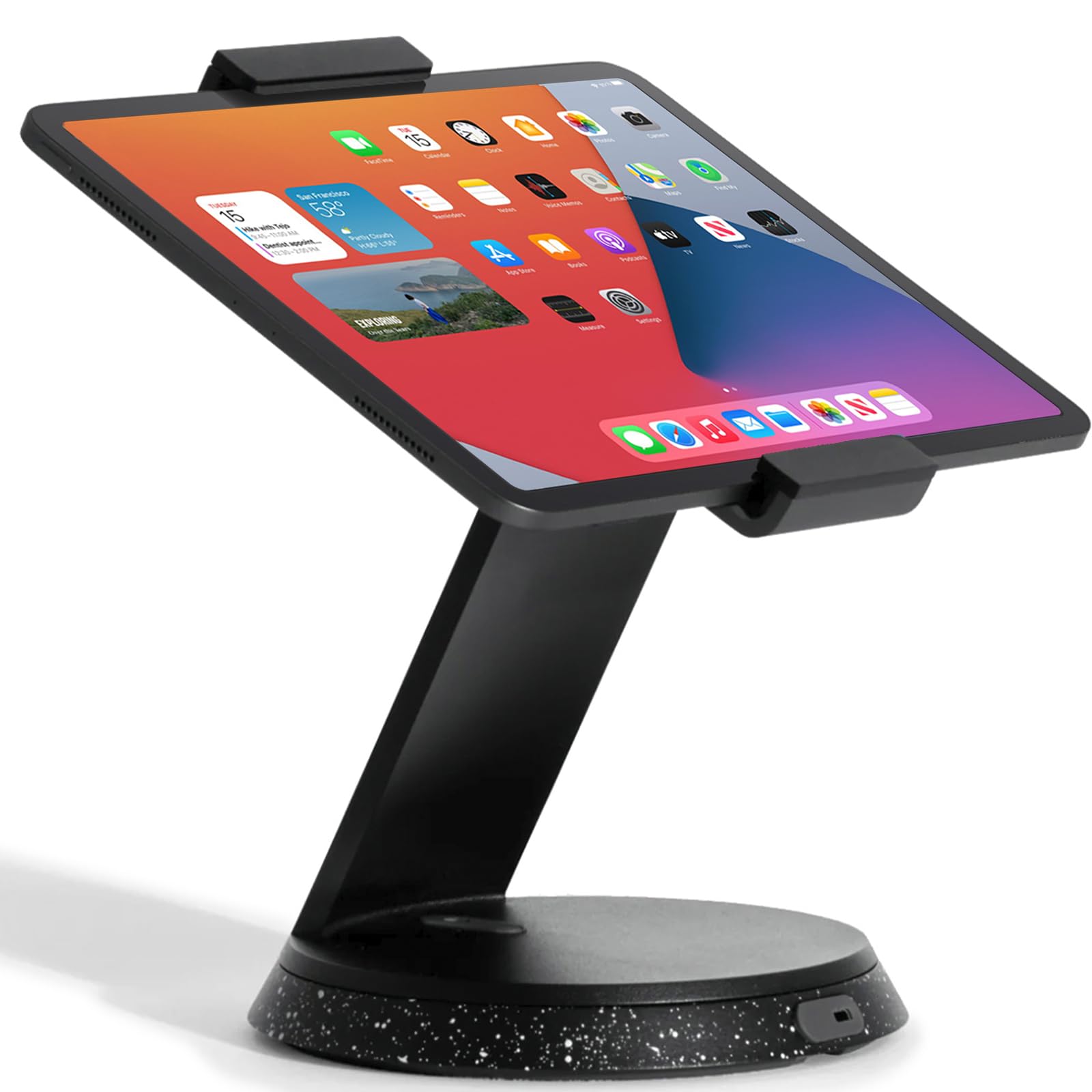 BOUNCEPAD Eddy Tablet Ständer & iPad Halterung – sichere POS-Halterung für 7"-13" Tablets | robuste Tischhalterung aus Druckguss-Aluminium| abschließbar | schwarz