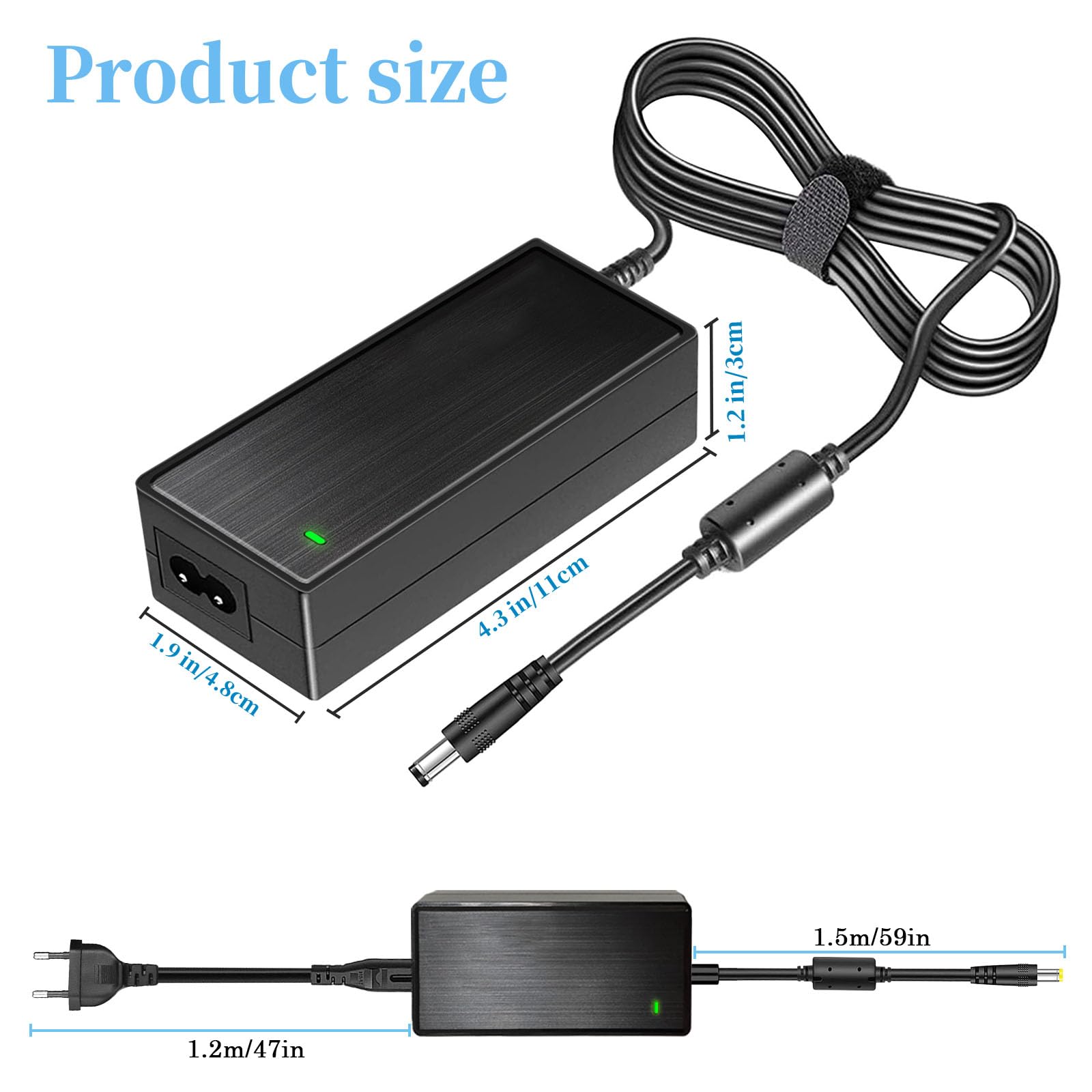24V Transformateur Adaptateur Secteur 2.5A AC DC, Compatible caméra CCTV 24Volt 2Amp 1.5A 1A, imprimante, Moniteur LCD LED.