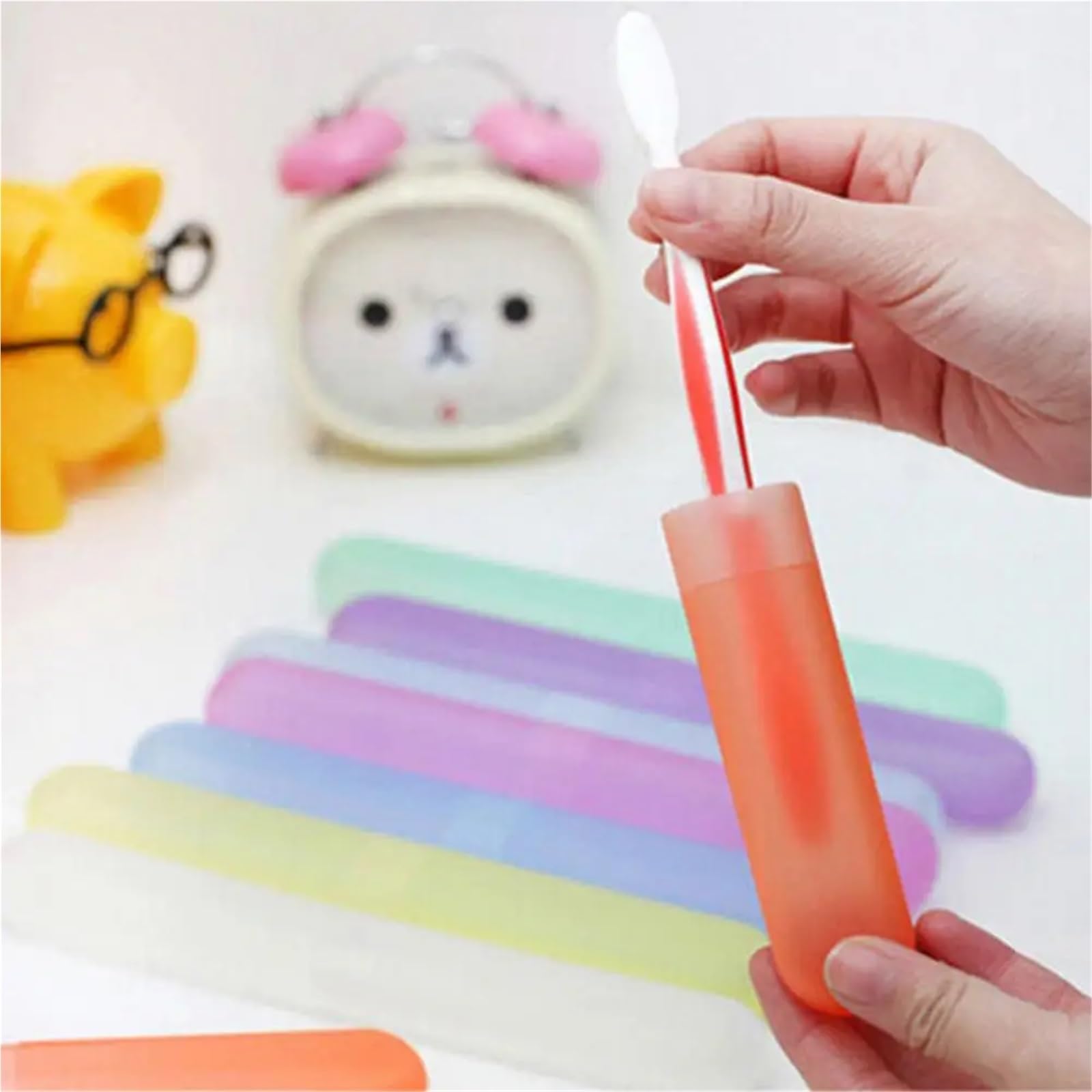 Custodia per spazzolino da denti, 10 pezzi, porta spazzolini da denti, portatile, con foro, accessori da bagno (bianco 1)