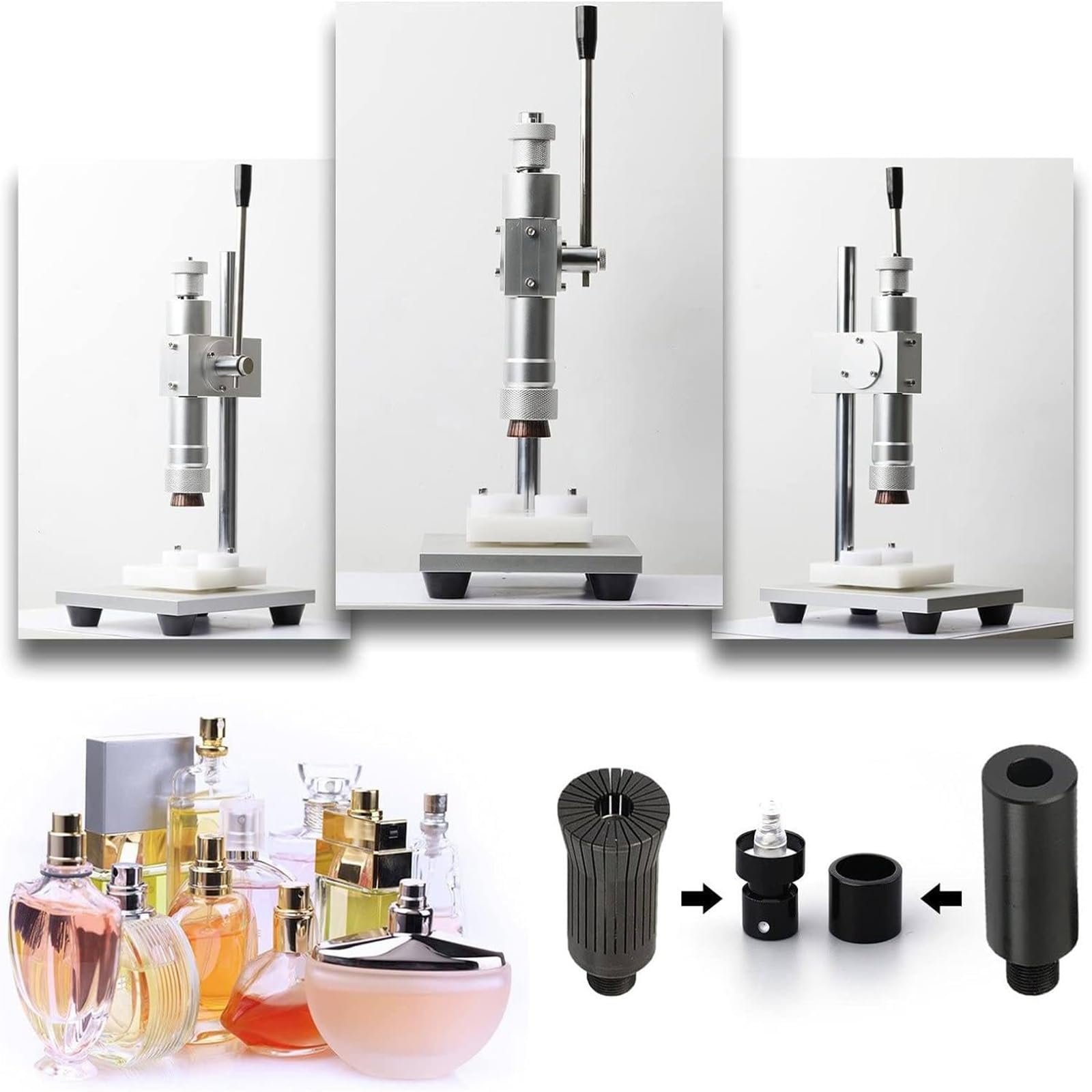 Máquina prensadora manual de acero inoxidable, herramienta manual de sellado de botellas para aceite esencial de perfume, uso comercial