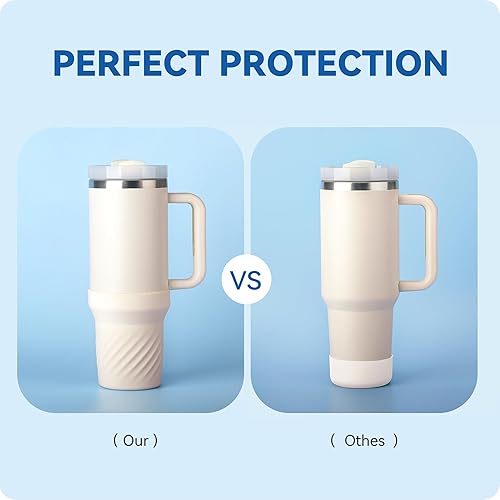 Miniatura 3 de Botas altas de silicona para vaso Stanley de 40 onzas, accesorios para Stanley Cup de 40 onzas, protector inferior completo, antideslizante (gris,