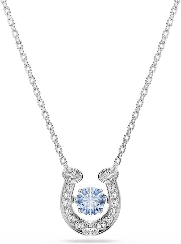 Colgante Symbolica, Talla redonda, Pavé, Herradura, Azul, Baño de rodio