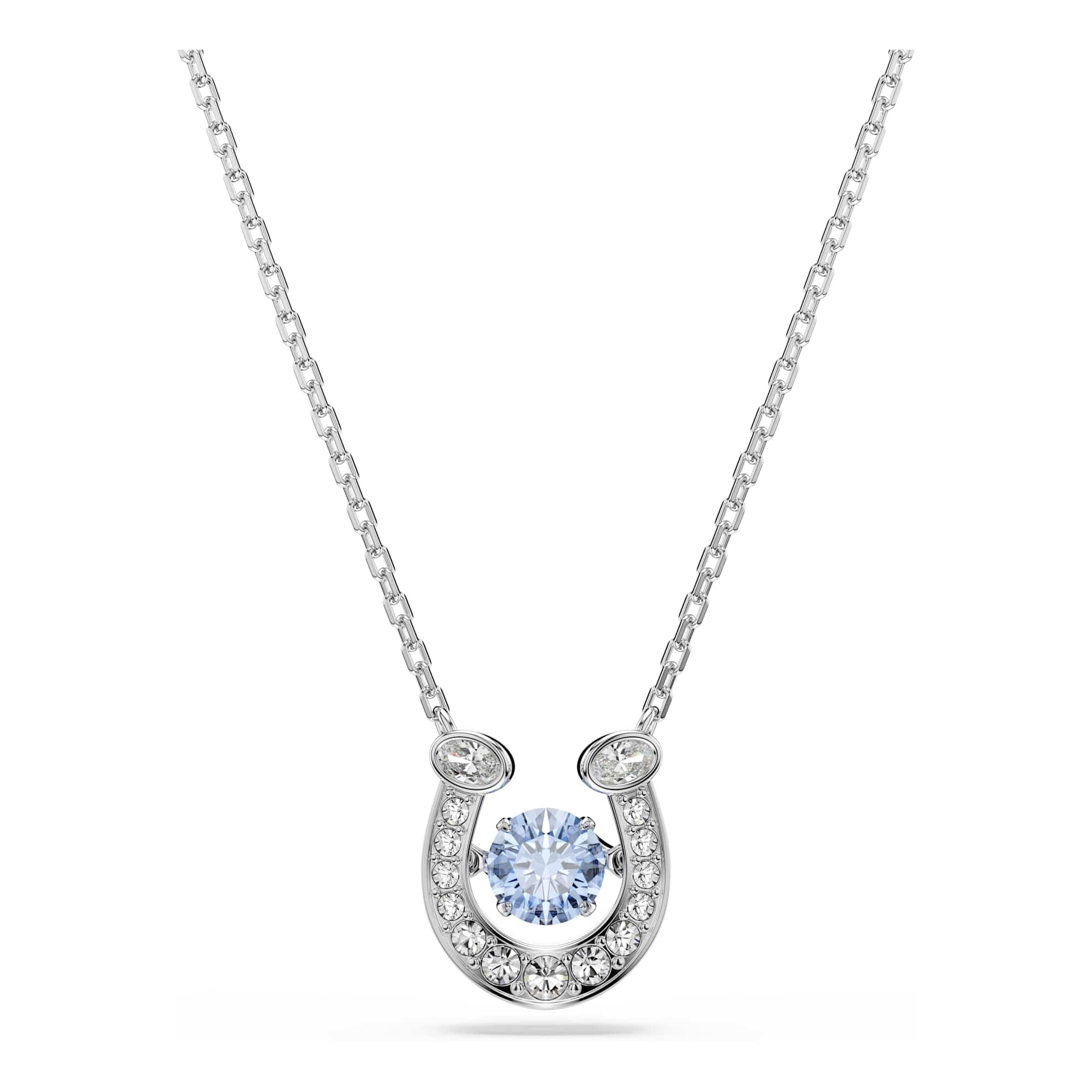 Swarovski Symbolica Kolekcja, Szlif okrągły, Pavé, Podkowa, Niebieski, Powlekany rodem