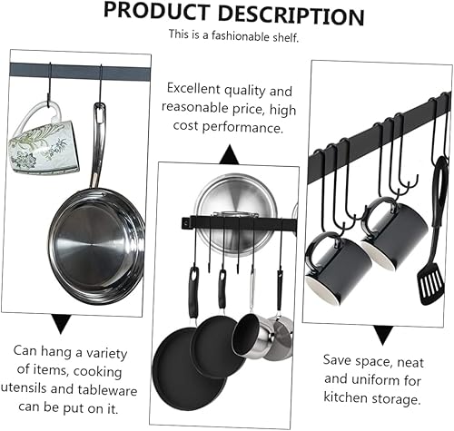 Miniatura 3 de Soporte de hierro forjado con ganchos para almacenamiento de utensilios para organizar tazas y utensilios de cocina, 1 unidad