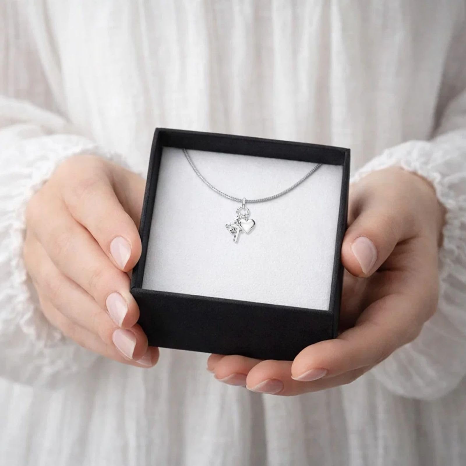 Halskette Aus Sterlingsilber Mit Anhänger Glaube Liebe Hoffnung Verstellbar
